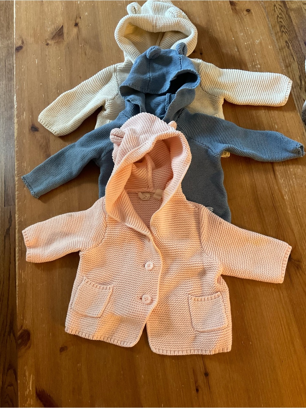 GAP Baby Hooded Knit Cardigan Trio - Pink, Blue, Cream